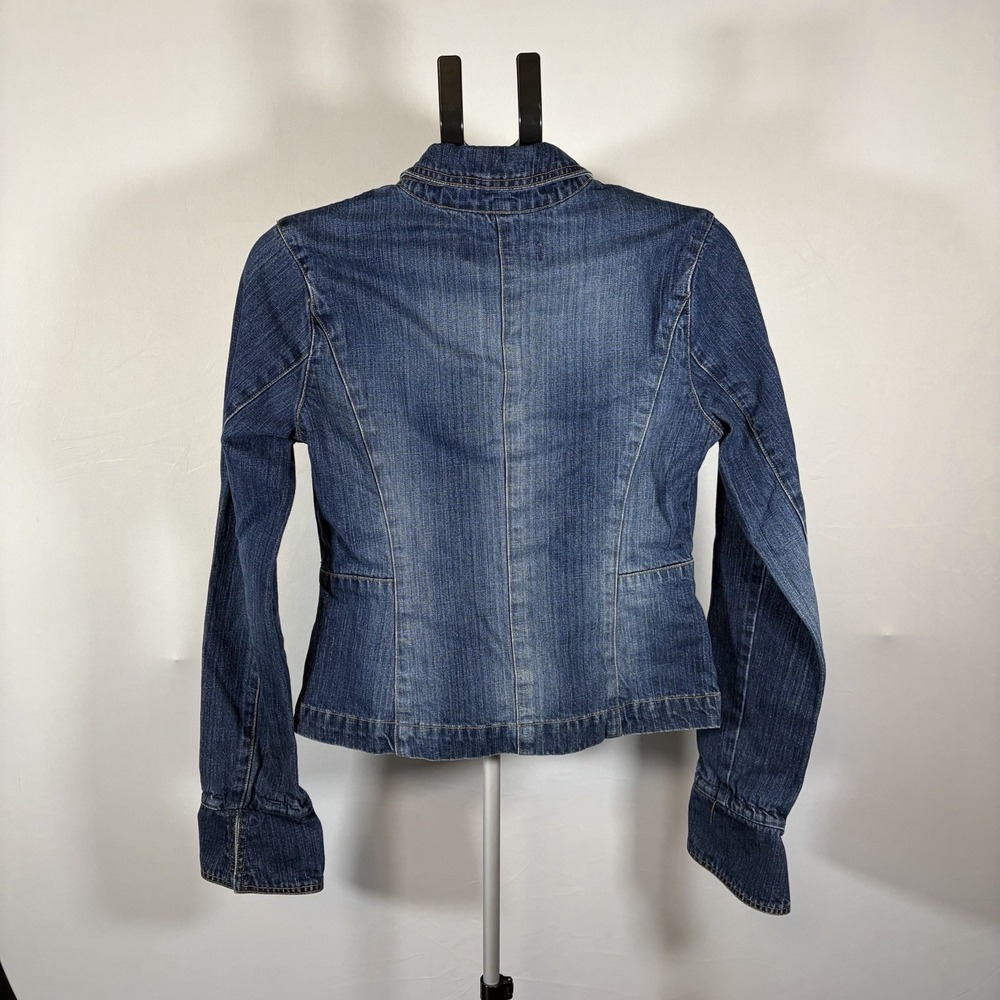 Old Navy Womens Medium Y2K 2001 Denim Jacket Cotton Classic Fitted Preppy Girly - Picture 2 of 8